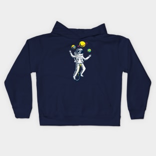 space astronaut wearing suite playing with plants Kids Hoodie